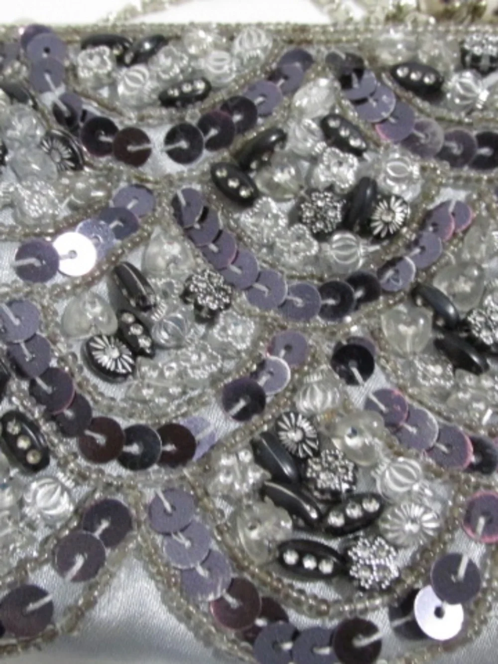 Silver & Grey Sequined Evening Shoulder Bag - Picture 4 of 8